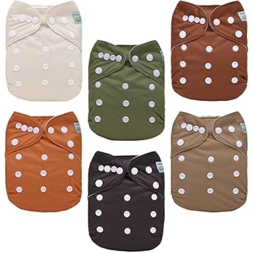 ALVABABY Baby Cloth Diaper 6 Pack with 12 Inserts One Size Cloth Diaper Covers Adjustable Washable Reusable for Baby Girls and Boys