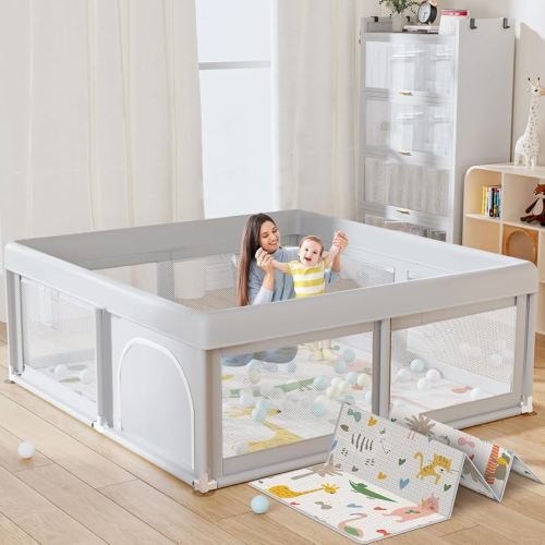 50 x 50 inch Baby Playpen with Mat Small Playpen for Babies and Toddlers Baby Fence Playards