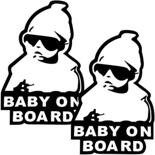 Baby on Board Sticker for Car, Funny Baby Safety Car Signs, Adhesive/Removable/Reflective/Waterproof, Cute Safety Caution Decal, No Need for Magnet or Suction Cup (2PCS)
