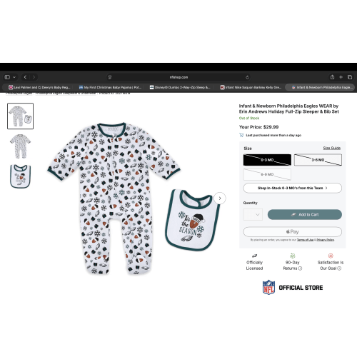 EAGLES infant pajamas