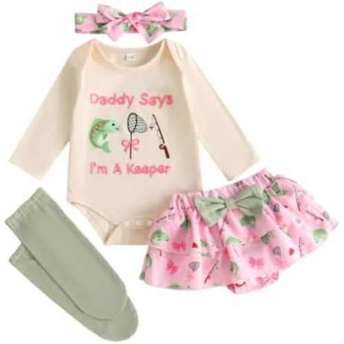 Baby Girl Fishing Outfit Fish Onesie Romper Shorts Set Headband Sock