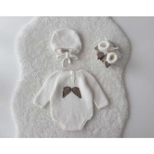 Baby boy angel set - Set of 3 - bshy romper - Baby boy outfit - Baby boy - White outfit for boy - Baby boy angel set - Baby booties