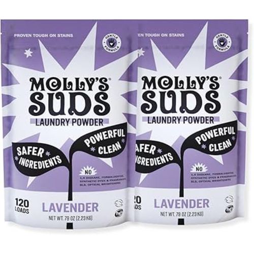 Molly's Suds Original Laundry Detergent Powder | Clean Laundry Detergent Powder for Sensitive Skin | Simple, Effective Ingredients, Stain Fighting | 240 Loads (Lavender)