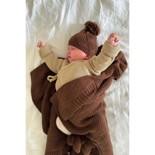 Shell Stitch Blanket Chocolate
