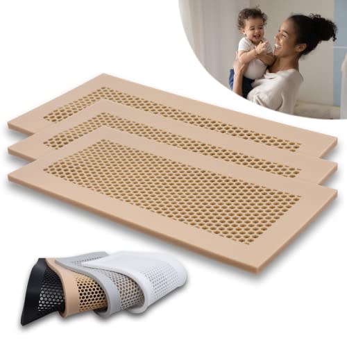 Famba Baby Proofing Vent Cover for Home Floor - Soft Silicone Child Proof Floor Air Vent Cover, Catches Small Items & Prevents Creepy Crawlies, Baby Safety Product, 11.5" x 5.5", Beige, 3-Pack