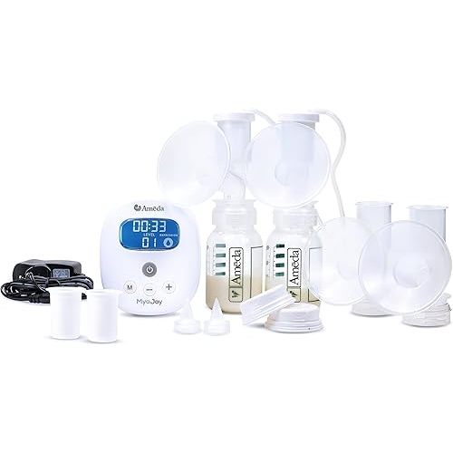 Ameda MYA Joy Double Electric Breast Pump & Accessories | Portable Breast Pump Hands Free | Lightweight Hospital Grade Breast Pump | Includes HygieniKit & Ameda Pump Parts | Hands Free Breast Pump