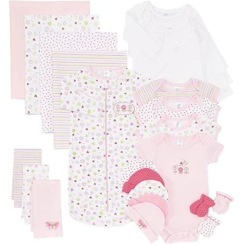 Spasilk Baby Essential 23 Piece Layette Set for Newborns and Infants, 0-6 Months, Pink Girl