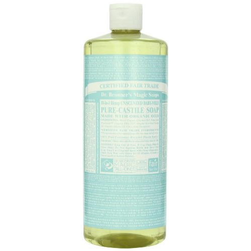 Dr. Bronner's Pure Castile Liquid Soap - Made with Regenerative Organic Certified Oils - 18-in-1 Uses for Face, Body, Hand - Gentle on Baby & Sensitive Skin - All Natural Body Wash - Unscented,32oz - 32 Fl Oz (Pack of 1)