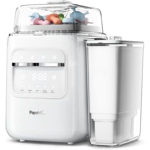Papablic SafeguardPlus Baby Bottle Washer with Water Purification, 8 Bottles Capacity, 12-Min Fast Wash, 360° Deep Clean Bottle Washer &Sterilizer &Dryer for Bottles, Pump Parts, Baby Essentials
