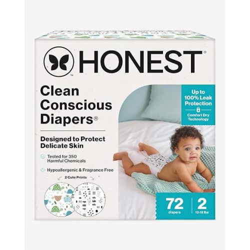 The Honest Company Daytime Diapers, Pattern Play, Size 2, 72 Count