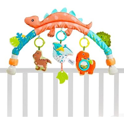 Jollybaby Bassinet Stroller Crib Mobile Toy for Baby 0-6-12 Months, Infant Clip On Arch Hanging Toy, Montessori Sensory Nursery Mobiles Toy for Newborn Gift - Dinosaur