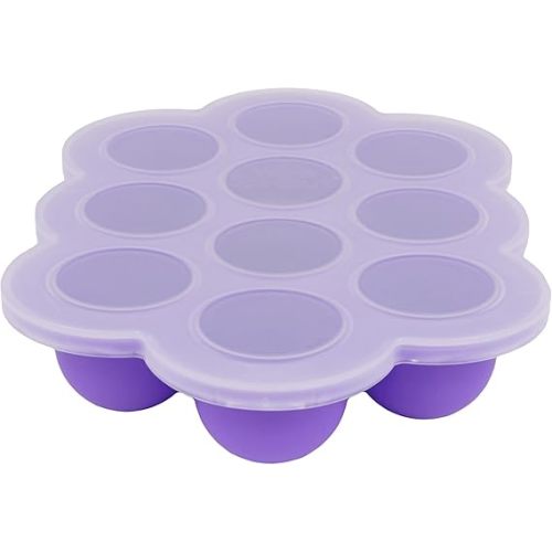 WeeSprout Silicone Freezer Tray with Clip on Lid Perfect Food Storage Container for Homemade Baby Food, Vegetable, Fruit Purees, and Breast Milk (Bright Purple, Ten 1.5 Ounce Sections)