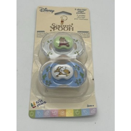 First Years Disney Baby 2 Ultra Kip Infant Pacifiers Winnie the Pooh Tigger 3m+