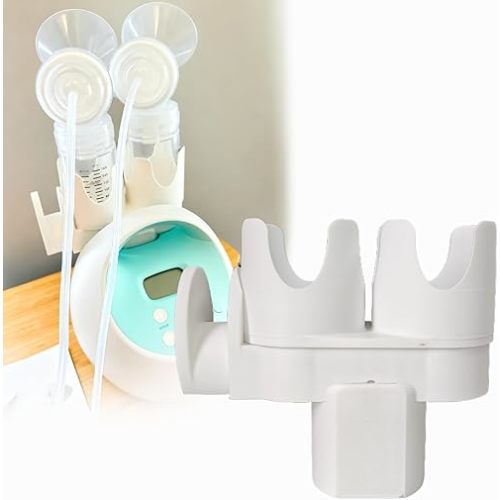 Breast Pump Bottle & Hose Holder for Spectra New S1/S2 (Section)- Dual Bottle Organizer with Hose Wrap Arm, Space-Saving Design, Tool-Free Easy Installation (White, New Breast Pump)