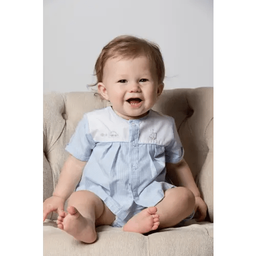 Baby Boy Spring 2pc. Diaper Set/Creeper - Blue Gingham