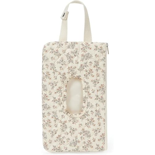 Quilted Baby Wipe Holder Floral Wipe Pouch Portable Hanging Wet Wipes Bag for Stroller, Travel