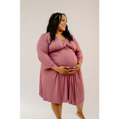 Lila Labor & Postpartum Gown in Dusty Rose