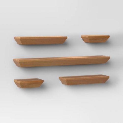 5pc Wedge Shelves Natural - Threshold™: Wood Frame, No Assembly, Includes Anchors & Screws