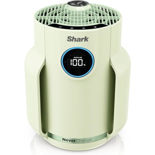 Shark Air Purifier for Home, NeverChange Compact Pro, for Bedroom, Nursery, Home Office, Dorm, HEPA-Exceeding Filter, Captures Pollutants, Pet Dander, Dust, Odor, Smoke, and More, HP072GN, Honeydew