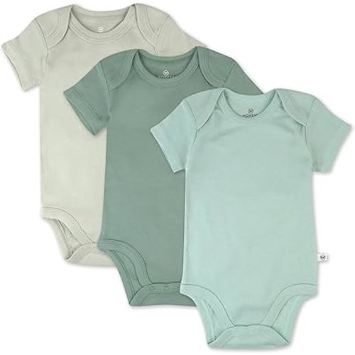 HonestBaby unisex-baby 3-pack Short Sleeve Bodysuits One-piece 100% Organic Cotton for Infant Baby Boys, Girls, Unisex