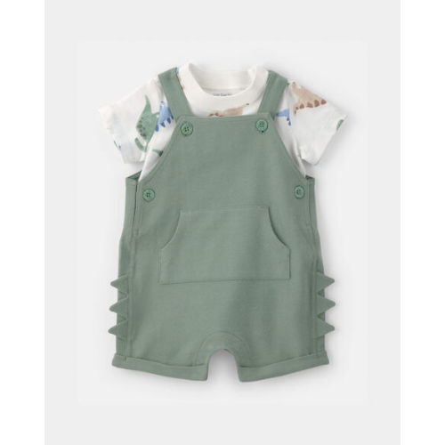 Baby Boy 2-Piece Dinosaur Short-Sleeve Overall Set - Green | Carter's