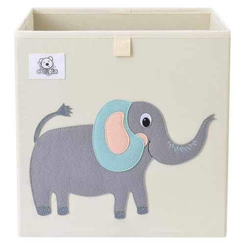 CLCROBD Foldable Animal Cube Storage Bins Fabric Toy Box/Chest/Organizer for Toddler/Kids Nursery, Playroom, 13 inch (Cute Elephant)