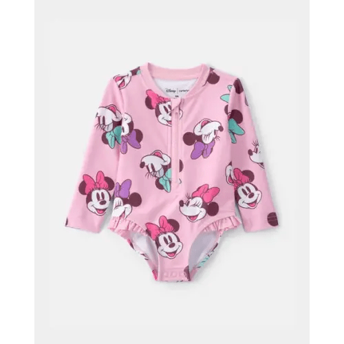 Baby Girl Disney© Minnie Mouse 1-Piece Swimsuit Rashguard - Pink | Carter's