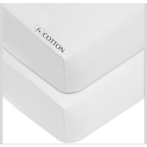 American Baby Company 2 Pack 100% Natural Cotton Fitted Crib Sheets 52" x 28" - Soft, Breathable, Hypoallergenic & Gentle Toddler Bed Sheets, White, Neutral for Boys & Girls