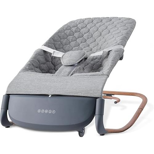 VaVaSoo 2-in-1 Electric Baby Rocker & Toddler Chair (up to 40 lbs), Dual Powered (Type-C or Battery), Motion Sensing Auto-Rocking Adjustable Support Bar for Stationary Seat, Music & Timer