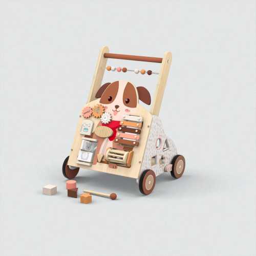 Wooden Baby Walker, Montessori Push Walker and Activity Center for Babies 12 Months, Educational Wooden Toy for Early Learning and Walking