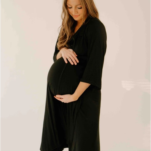 Lila Labor & Postpartum Gown in Black