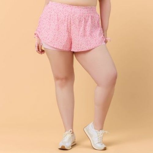 Blogilates Women's Mommy & Me Tiny Bows Shorts - Pink Floral Print 1X