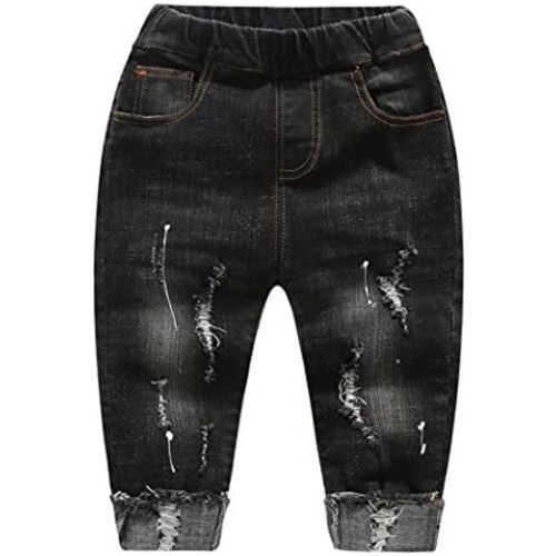 KIDSCOOL SPACE Baby Girl Boy Jeans,Little Kid Elastic Waist Ripped Denim Pants