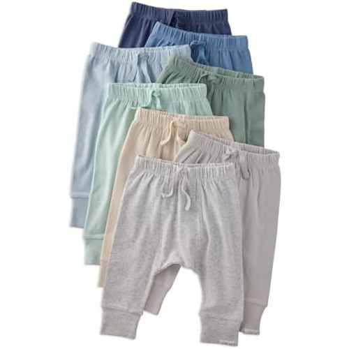 Unisex-Baby Jordan 8-Pack Jogger Pants 100% Organic Cotton Bottoms for Boys & Girls