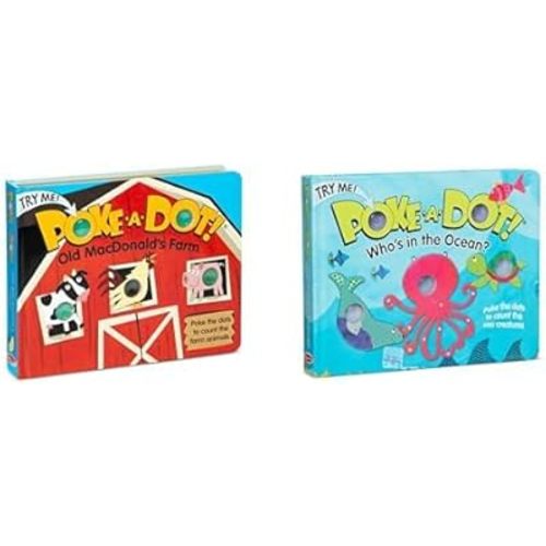 Melissa & Doug Poke-a-Dot! Board Book Bundle - Old MacDonald's Farm & Who's in The Ocean? Educational Sensory Books with Pop Buttons for Ages 3+