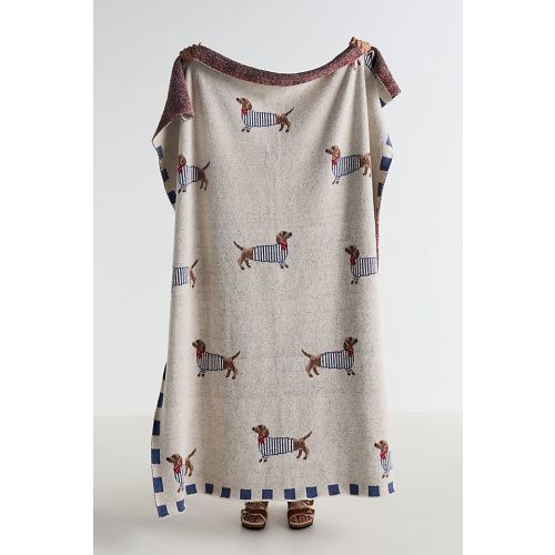 Parisian Dachshund Dog Cotton Knit Throw