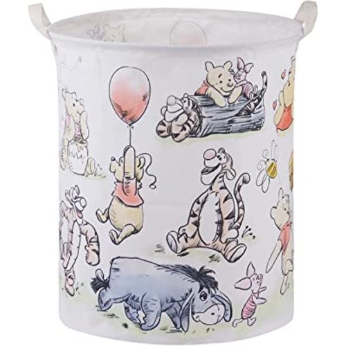 Winnie Storage Basket, Nursery Large Hamper Canvas Laundry Basket Foldable With Waterproof Pe Coating,For Kids Boys And Girls, Bathroom, Bedroom, Clothes,Toy Bin