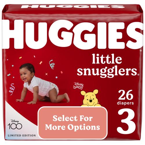 Huggies Little Snugglers Baby Diapers, Size 3 (16-28 lbs), 26 Ct