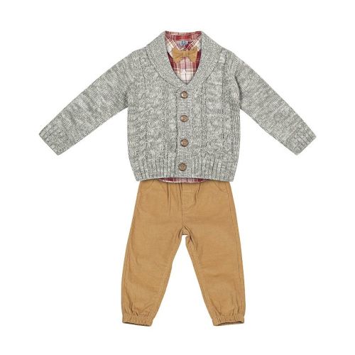 Baby Boy Little Lad 4-pc. Gray Cardigan, Shirt, Pants & Bowtie Set