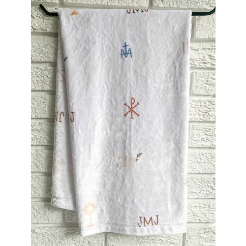 Pax Catholic Pattern Minky Blanket - 30" x 40" Baby Blanket Baptism Gift Newborn Gift