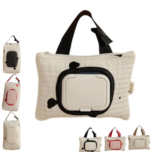 Embroidered Bear Stroller Wet Wipe Pouches,Stylish Bear Embroidery Wet Wipe Pouches,Portable Baby Wipe Holder Embroidery Baby Storage Bag Designings Stylish for Travel & Daily Use Diaper Bag (BlackA)