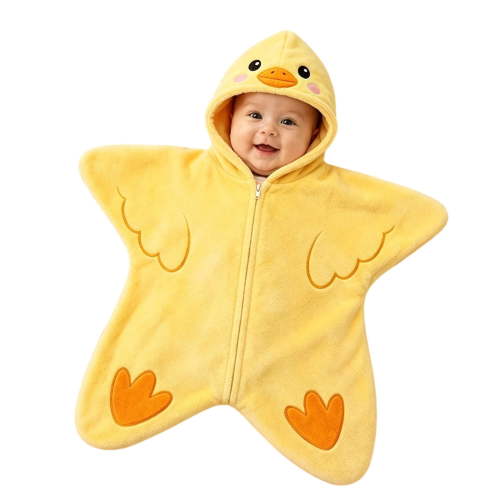 Loyni Cute Animal Baby Starfish Onesie 0 3 Months Unisex Newborn Zipper Swaddle Sack Cartoon Print Star‑Shape Warm Wearable Wrap Sleeping Blanket