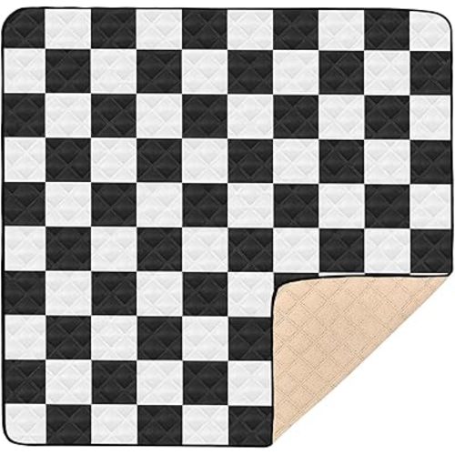 Baby Play Mat Foldable Baby Playmat 50x50 Inch Soft Baby Crawling Mat Baby Carpet Play Rug Pad for Toddler Checkered Black and White