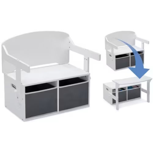 Delta Children MySize 3-in-1 Convertible Activity Bench, Bianca White