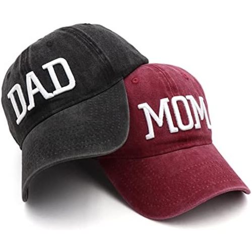 Mom and Dad Hats Fathers Day Mom Dad Gifts Hat Embroidered Adjustable Baseball Caps New Parents Gifts for Couples