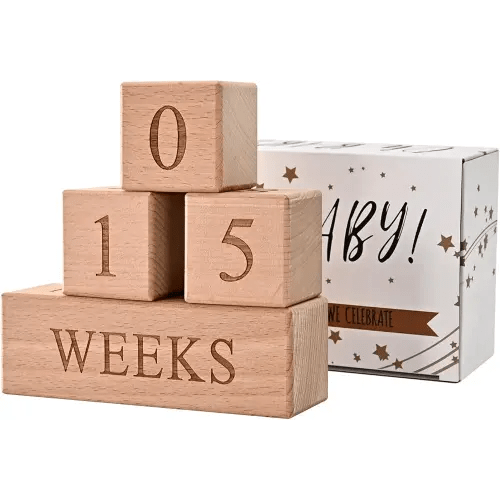 Baby Monthly Milestone Blocks - Handcrafted Wooden Number Blocks for Milestones - Days, Weeks, Months, Years - Ideal for Newborn Photos & First Year Memories