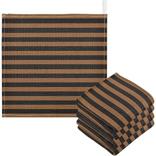 Baby Washcloths 5 Pack Brown Black Stripes Face Towel 12x12 Soft Absorbent Muslin Towels for Newborns Cotton Baby Wipes