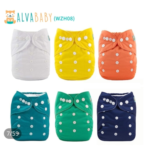 6-Pack Baby Cloth Diapers with 6 Microfiber Inserts - One Size Adjustable & Reusable Pocket Diapers for Infants & Toddlers