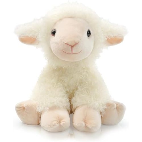 Plush Lamb Sitting Toys Stuffed Animal, Realistic Sheep Stuffed Animal Toy Characters Stuffed Filled in Limbs 8.5 Inch Soft Huggable Gifts for Kids with Stuffed Animals Birthday Gift for Girls Boys