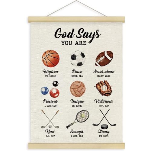 Fewgb Christian Sports Classroom Nursery Wall Art Decor Banner 12x16